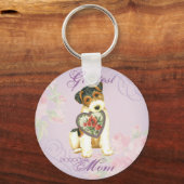 Wire Fox Terrier Heart Mam Sleutelhanger (Voorkant)