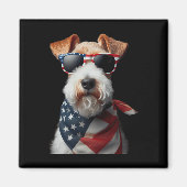 Wire Fox Terrier Hond 4 juli Amerikaanse Onafhanke Magneet (Voorkant)