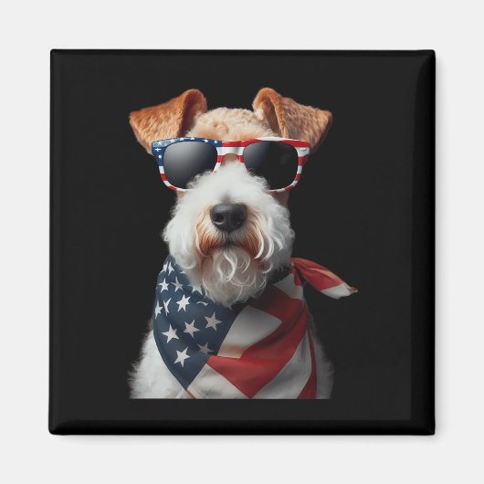 Wire Fox Terrier Hond 4 juli Amerikaanse Onafhanke Magneet (Voorkant)