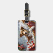 Wire Fox Terrier Hond Kerstfeest Bagagelabel (Voorkant verticaal)