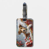 Wire Fox Terrier Hond Kerstfeest Bagagelabel (Achterkant verticaal)