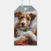 Wire Fox Terrier Hond Kerstfeest Cadeaulabel (Voorkant)