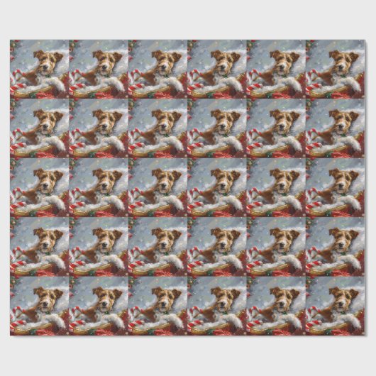 Wire Fox Terrier Hond Kerstfeest Cadeaupapier (Vlak)