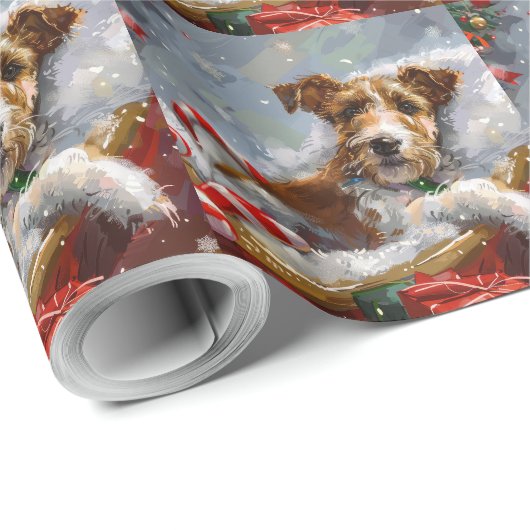 Wire Fox Terrier Hond Kerstfeest Cadeaupapier (Rol Hoek)