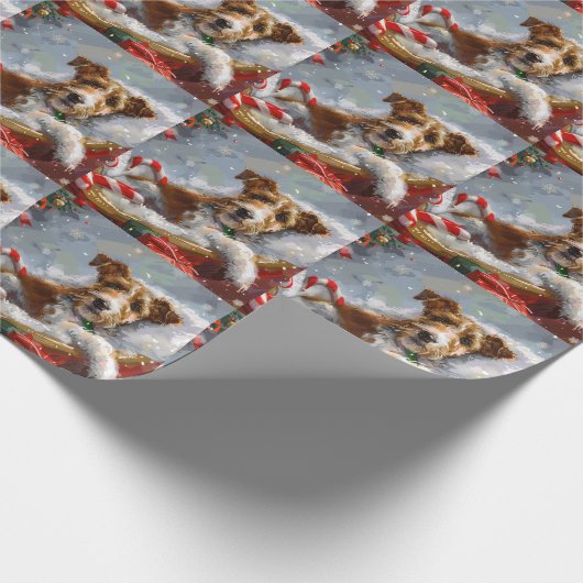 Wire Fox Terrier Hond Kerstfeest Cadeaupapier (Hoek)