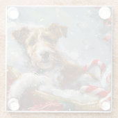 Wire Fox Terrier Hond Kerstfeest Glazen Onderzetter (Achterkant)