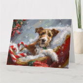 Wire Fox Terrier Hond Kerstfeest Kaart (Voorkant)
