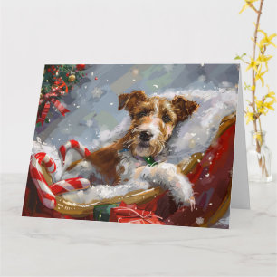 Wire Fox Terrier Hond Kerstfeest Kaart