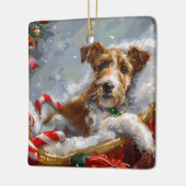 Wire Fox Terrier Hond Kerstfeest Keramisch Ornament (Links)
