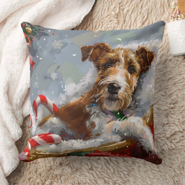 Wire Fox Terrier Hond Kerstfeest Kussen (Deken)