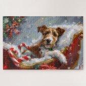 Wire Fox Terrier Hond Kerstfeest Legpuzzel (Horizontaal)