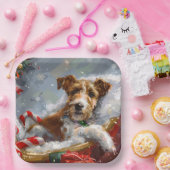 Wire Fox Terrier Hond Kerstfeest Papieren Bordje (Feest)