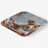 Wire Fox Terrier Hond Kerstfeest Papieren Bordje (Gebogen)