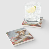 Wire Fox Terrier Hond Kerstfeest Stenen Onderzetter (Zijkant)