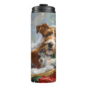Wire Fox Terrier Hond Kerstfeest Thermosbeker (Voorkant)