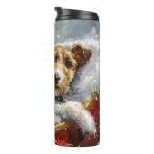 Wire Fox Terrier Hond Kerstfeest Thermosbeker (Geroteerd rechts)