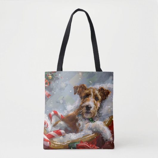 Wire Fox Terrier Hond Kerstfeest Tote Bag (Voorkant)