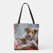 Wire Fox Terrier Hond Kerstfeest Tote Bag (Achterkant)