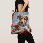 Wire Fox Terrier Hond Kerstfeest Tote Bag (Dichtbij)