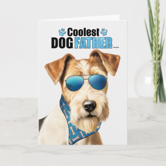 Wire Fox Terrier Hond Koelste Papa Vaderdag Feestdagen Kaart (Voorkant)