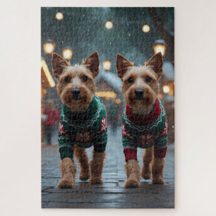 Wire Fox Terrier Honden Kerst Sneeuw Vakantie Legpuzzel