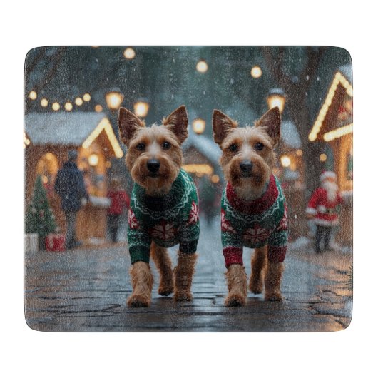 Wire Fox Terrier Honden Kerst Sneeuw Vakantie Snijplank (Voorkant)
