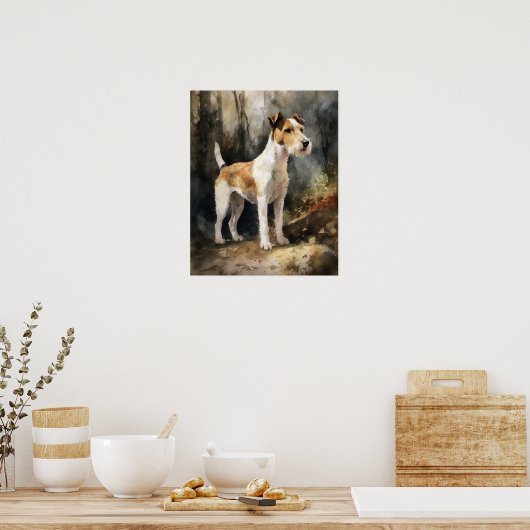 Wire Fox Terrier Hondenkunst Print Poster (Keuken)
