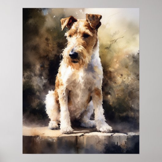 Wire Fox Terrier Hondenkunst Print Poster (Voorkant)