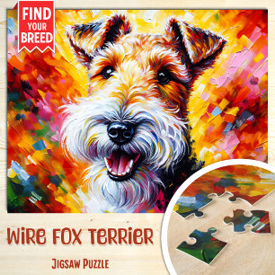 Wire Fox Terrier Hondenportret Acryl Kunstprint Legpuzzel