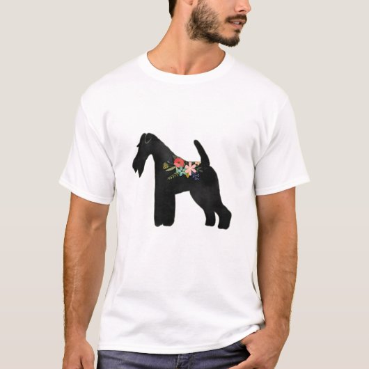 Wire Fox Terrier Hondenras Boho Floral Silhouette T-shirt (Voorkant)