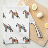 Wire Fox Terrier Hondenras Geo Silhouette Theedoek (Quarter Fold)