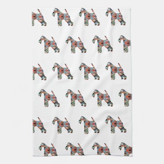 Wire Fox Terrier Hondenras Geo Silhouette Theedoek (Verticaal)