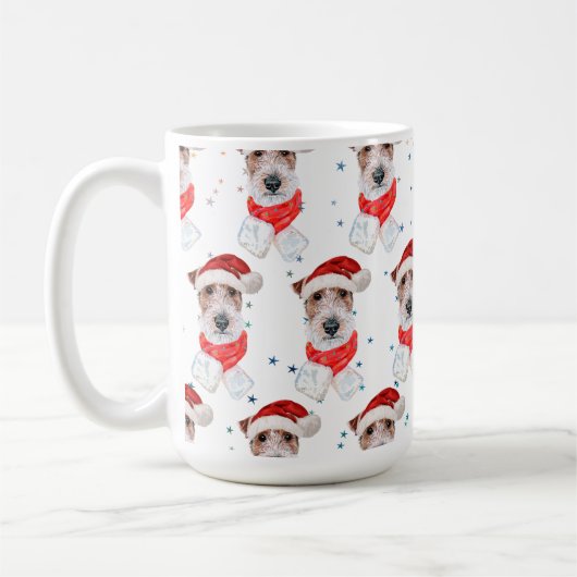 Wire Fox Terrier hondenras Kerststerren Koffiemok (Links)