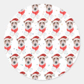 Wire Fox Terrier Hondenras Kerststerren Ronde Sticker (Voorkant)