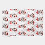 Wire Fox Terrier hondenras Kerststerren Theedoek (Horizontaal)