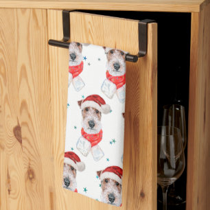 Wire Fox Terrier hondenras Kerststerren Theedoek