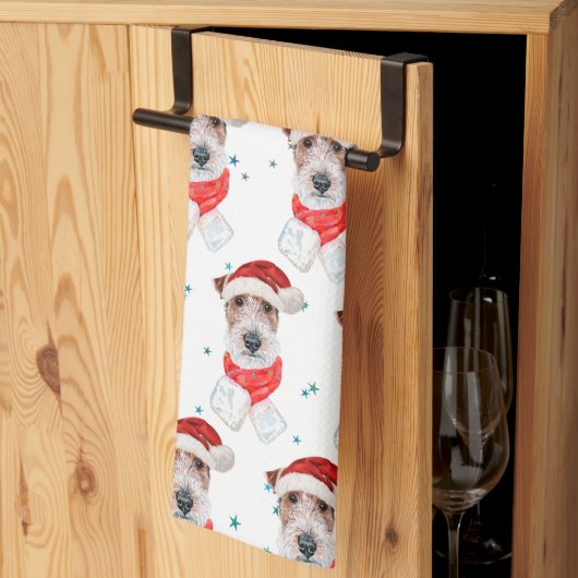 Wire Fox Terrier hondenras Kerststerren Theedoek (Derde Gevouwen)