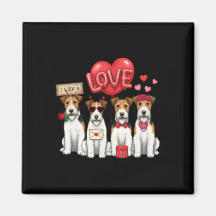 Wire Fox Terrier I Woof You Bow Sungles Heart Vale Magneet