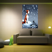 Wire Fox Terrier in de sneeuw | AI Art Poster