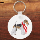Wire Fox Terrier in een Scarf Sleutelhanger (Voorkant)