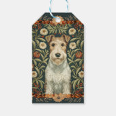 Wire Fox Terrier in William Morris Floral Style Cadeaulabel (Voorkant)