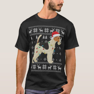 Wire Fox Terrier Kerst Lelijke Lichten Santa Hoed  T-shirt