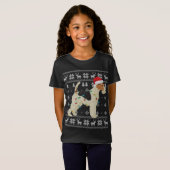 Wire Fox Terrier Kerst Lelijke Lichten Santa Hoed T-shirt (Voorkant volledig)