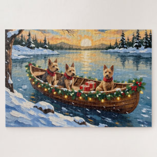Wire Fox Terrier Kerstboot Vakantie Legpuzzel