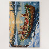 Wire Fox Terrier Kerstboot Vakantie Legpuzzel (Verticaal)
