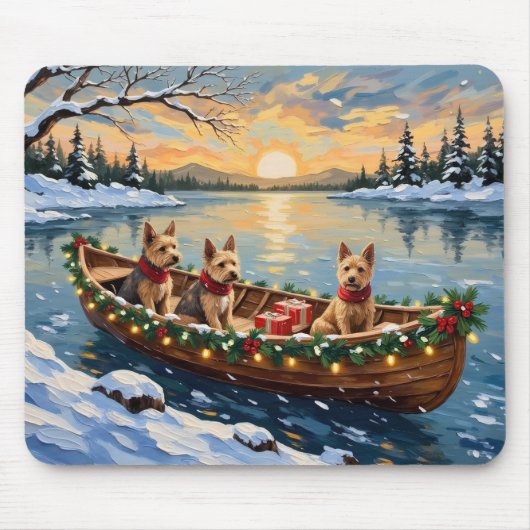 Wire Fox Terrier Kerstboot Vakantie Muismat (Voorkant)