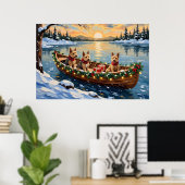 Wire Fox Terrier Kerstboot Vakantie Poster (Thuiskantoor)