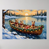Wire Fox Terrier Kerstboot Vakantie Poster (Voorkant)