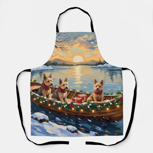 Wire Fox Terrier Kerstboot Vakantie Schort (Voorkant)