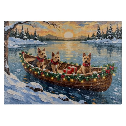 Wire Fox Terrier Kerstboot Vakantie Snijplank (Voorkant)